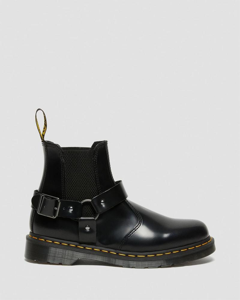 Black Men's Dr Martens Wincox Smooth Leather Buckle Boots | CA 458VRW